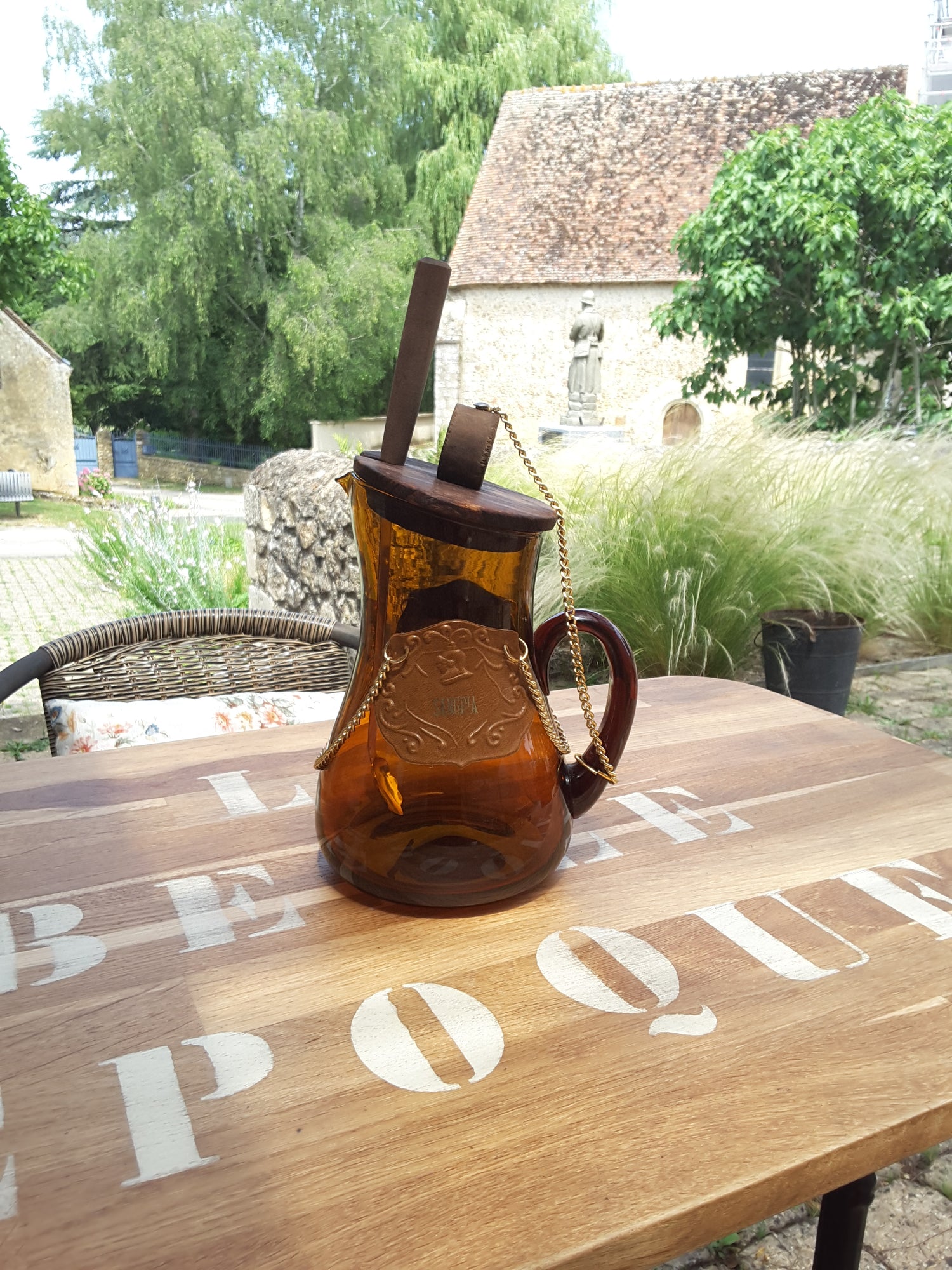 Pichet / Carafe à Sangria Vintage en Verre Ambré